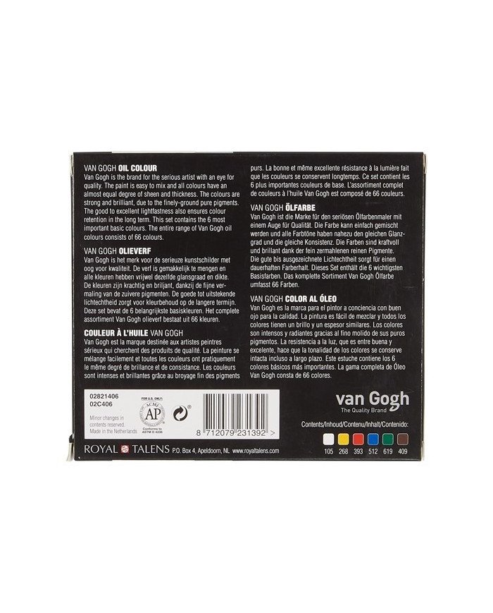 Le Libr'air - Set Débutant Couleurs à l'huile Avec 6 couleurs En Tubes De 20 ml - Van Gogh - Tunisie Le Libr'air - Set Débutant Couleurs à l'huile Avec 6 couleurs En Tubes De 20 ml - Van Gogh - Tunisie