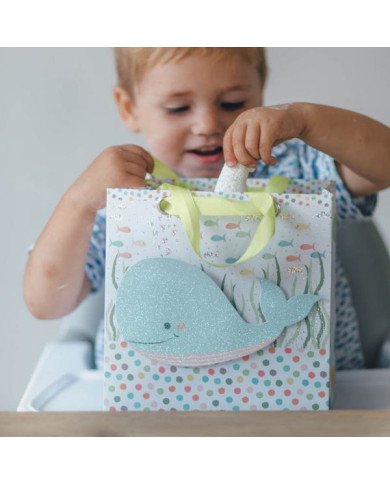 Sac cadeau Artebene bébé dauphin bleu 20x20x11