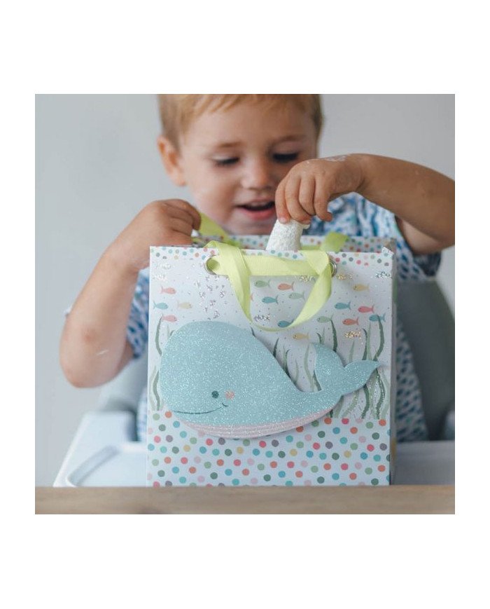 Sac cadeau Artebene bébé dauphin bleu 20x20x11