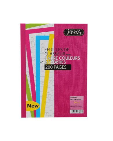 Recharge Classeur GM Blanc Cadre Couleurs 200P LIBERTA Recharge Classeur GM Blanc Cadre Couleurs 200P LIBERTA