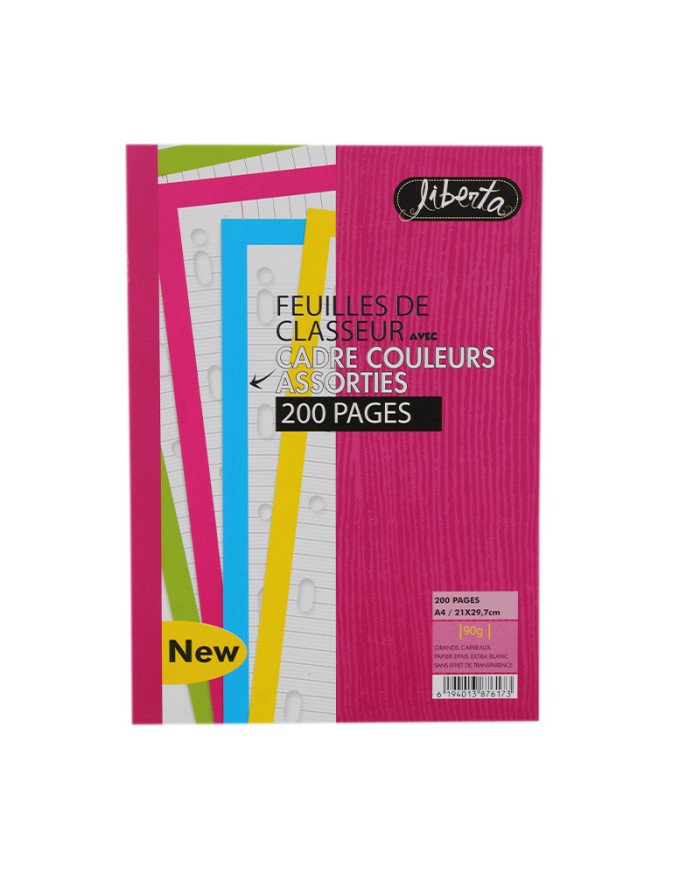 Recharge Classeur GM Blanc Cadre Couleurs 200P LIBERTA