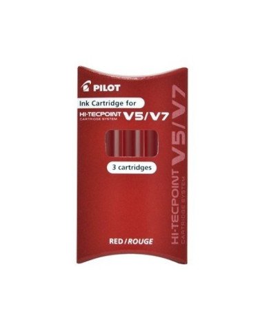 Set De 3 Cartouches Roller Encre Liquide V5 / V7 Rouge - Pilot Set De 3 Cartouches Roller Encre Liquide V5 / V7 Rouge - Pilot