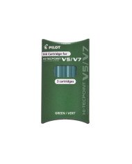Set De 3 Cartouches Roller Encre Liquide V5 / V7 Vert - Pilot
