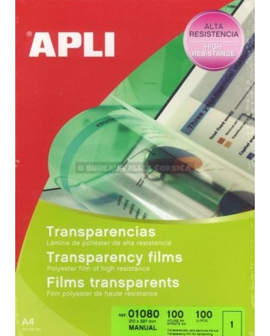 Films transparents pour écriture manuelle A4 Apli - 100 feuilles Films transparents pour écriture manuelle A4 Apli - 100 feuilles