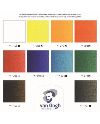 Le Libr'air - Set de Base Couleurs à l'huile Avec 10 Couleurs en tubes de 20 ml - Van Gogh - Tunisie