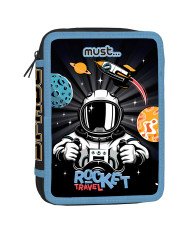 Trousse à crayons plate MUST Double Decker Rocket Travel Trousse à crayons plate MUST Double Decker Rocket Travel