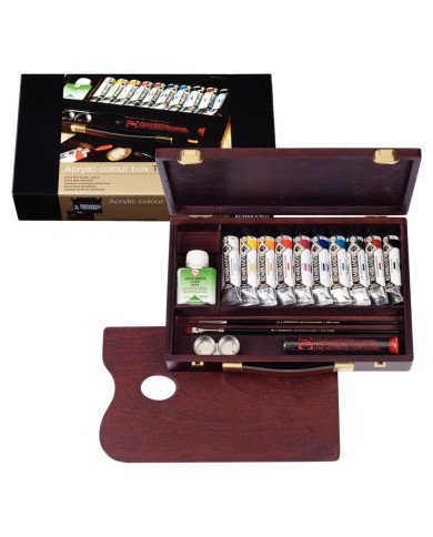 Rembrandt Couleurs acrylique set coffret bois Traditional | 10 x 40 ml + accessoires Rembrandt Couleurs acrylique set coffret bois Traditional | 10 x 40 ml + accessoires