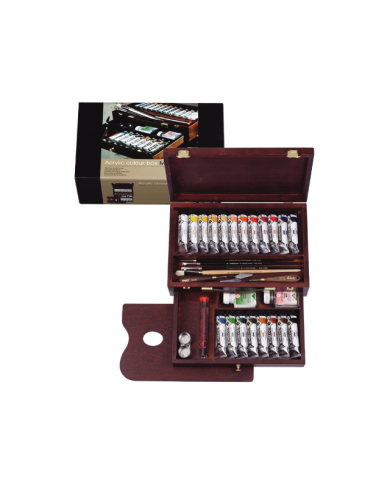 Rembrandt Couleurs acrylique set coffret bois Master | 20 x 40 ml + accessoires Rembrandt Couleurs acrylique set coffret bois Master | 20 x 40 ml + accessoires