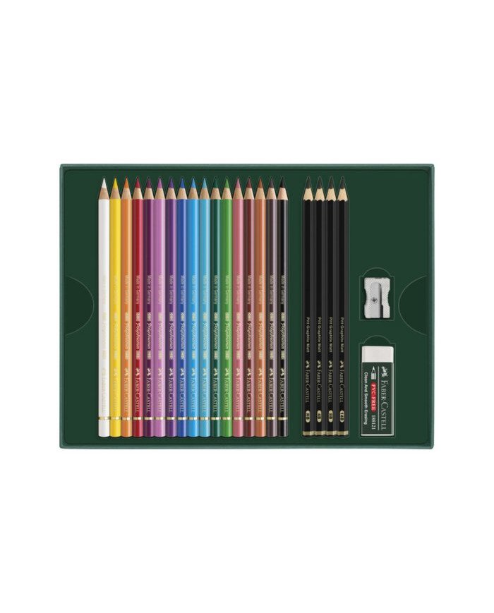 Polychromos & Pitt Graphite Matt coffret cadeau 17 pièces Faber-Castell