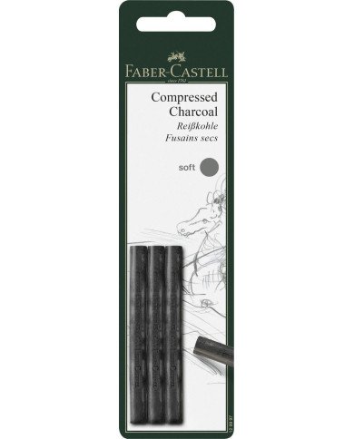 Fusain reconstitué Pitt tendre blister de 3 pièces Faber-Castell