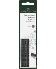 Fusain reconstitué Pitt tendre blister de 3 pièces Faber-Castell