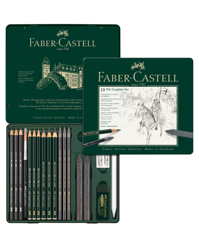 Set de crayons Pitt Graphite boîte métal de 19 pièces Faber-Castell