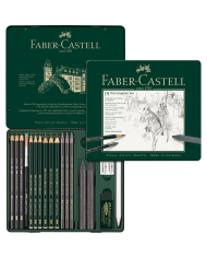 Set de crayons Pitt Graphite boîte métal de 19 pièces Faber-Castell