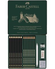 Crayons Pitt Graphite Matt et Castell 9000 boîte métal Faber-Castell
