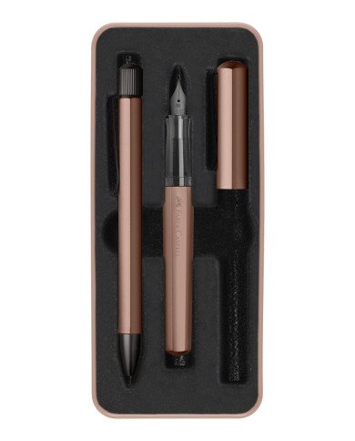 Set Stylo-plume M Stylo-bille Hexo bronz Faber-Castell