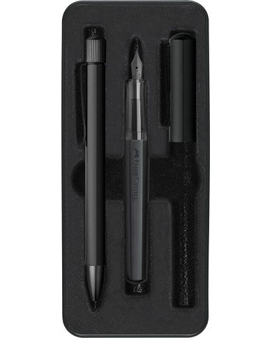 Set Stylo-plume M Stylo-bille Hexo noir Faber-Castell