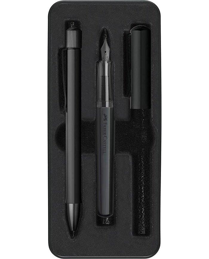 Set Stylo-plume M Stylo-bille Hexo noir Faber-Castell Set Stylo-plume M Stylo-bille Hexo noir Faber-Castell
