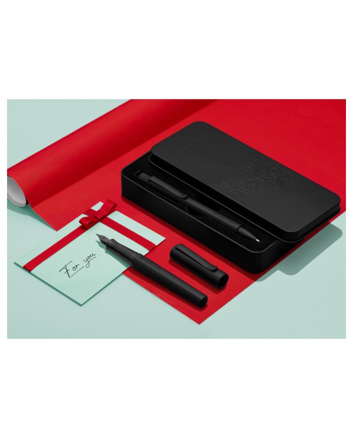 Set Stylo-plume M Stylo-bille Hexo noir Faber-Castell Set Stylo-plume M Stylo-bille Hexo noir Faber-Castell
