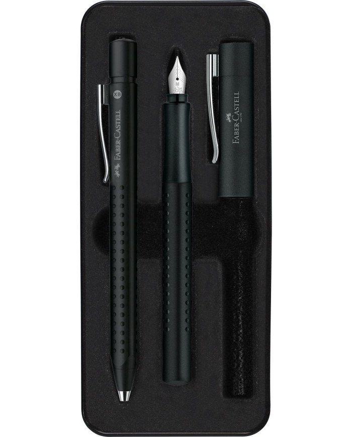 Ensemble Grip 2011 noir : stylo plume M + style à bille Faber-Castell