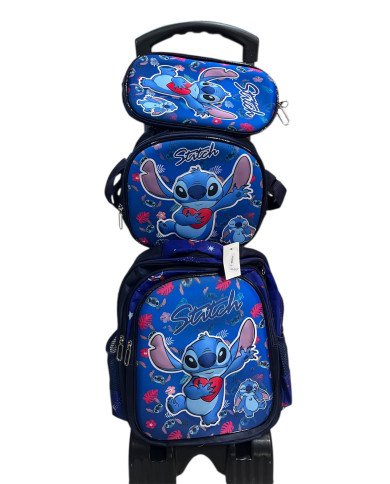 Sac A Roulette scolaire Stitch 4 Pièces