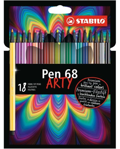Lot de 18 feutres de dessin STABILO Pen 68 ARTY