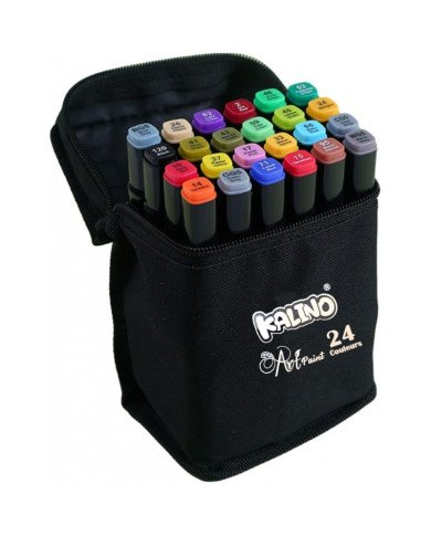Trousse de 24 Feutres Marqueurs Double pointe