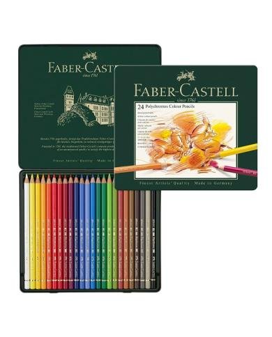 Boîte Métal 24 Crayons Polychromos Faber Castell