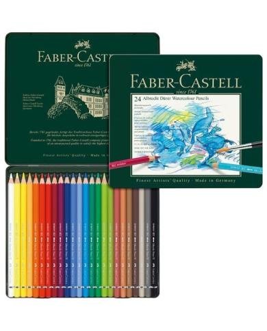 Boîte métal de 24 Crayons de Couleur Aquarellables - Faber Castell