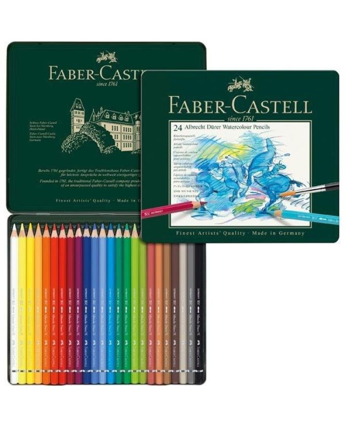 Boîte métal de 24 Crayons de Couleur Aquarellables - Faber Castell