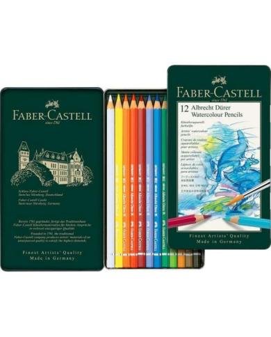 Boite Métal de 12 Crayons de Couleur Aquarellables - Faber Castell