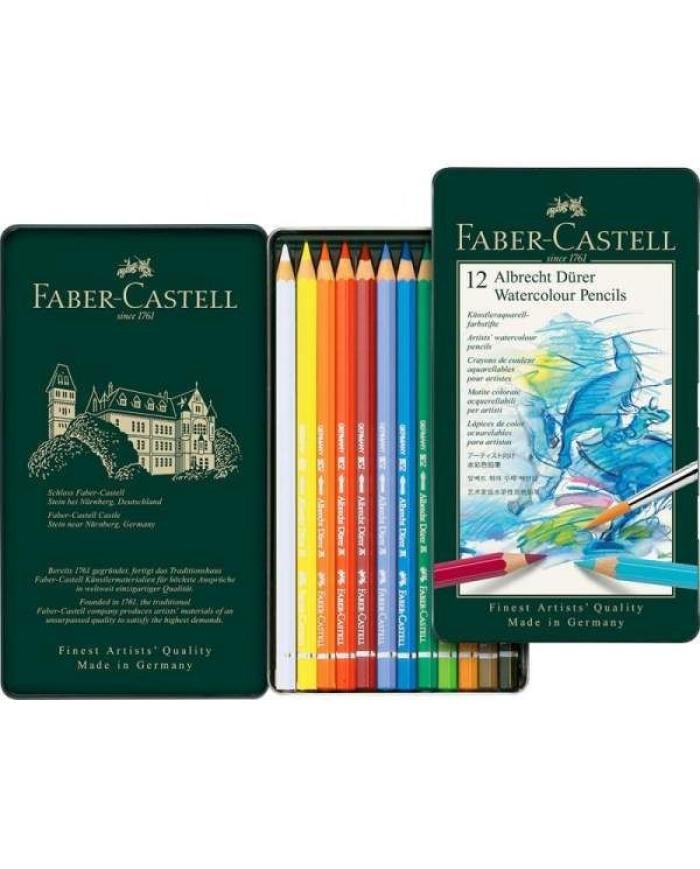 Boite Métal de 12 Crayons de Couleur Aquarellables - Faber Castell
