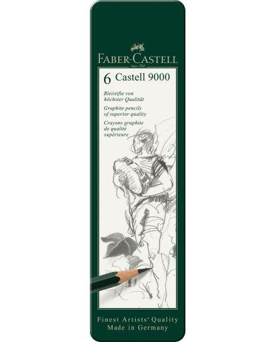 Crayon graphite Castell 9000, boîte de 6 - Faber Castell