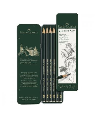 Crayon graphite Castell 9000, boîte de 6 - Faber Castell
