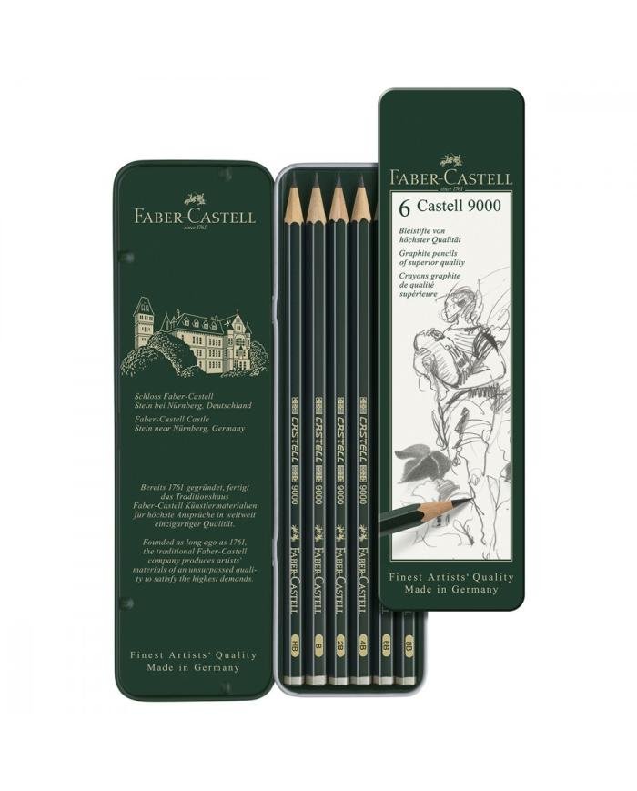 Crayon graphite Castell 9000, boîte de 6 - Faber Castell