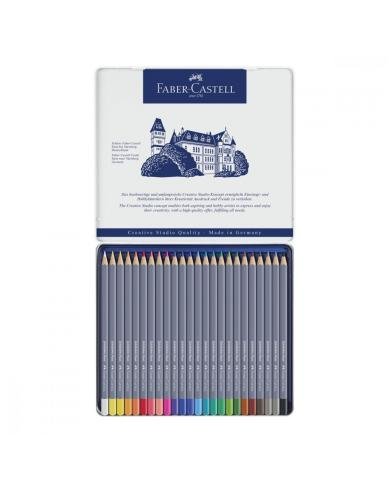 Boîte métal de 24 Crayons de couleur aquarellables Goldfaber Aqua - Faber Castell