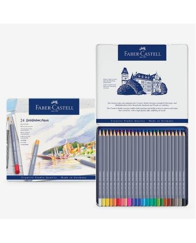 Boîte métal de 24 Crayons de couleur aquarellables Goldfaber Aqua - Faber Castell