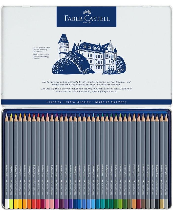 Boîte métal de 36 crayons aquarellables Goldfaber Aqua - Faber Castell
