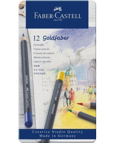 Boite Métal 12 Crayons de Couleur Goldfaber - Faber Castell