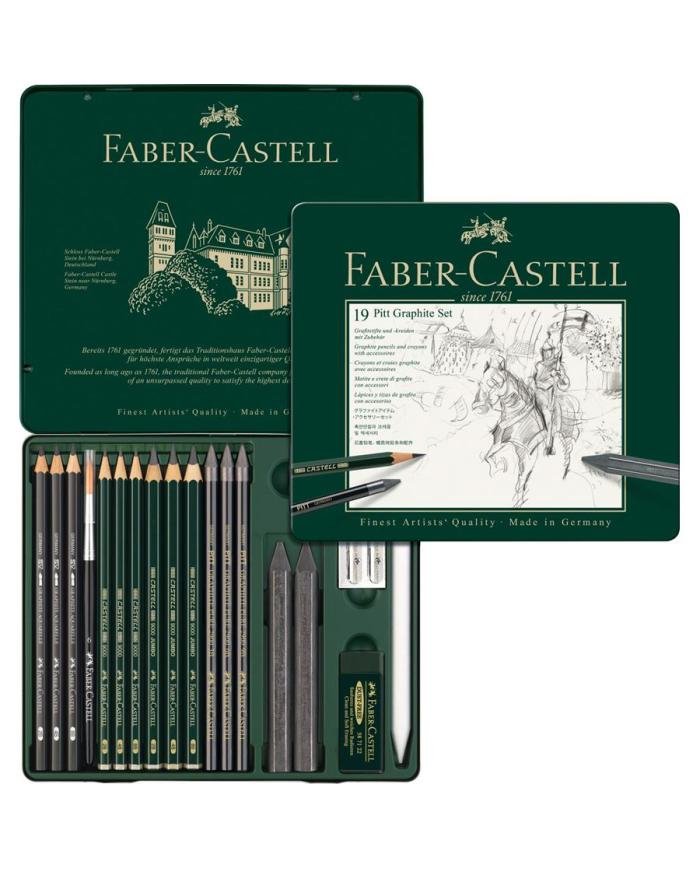 Set de crayons Pitt Graphite boîte métal de 19 pièces Faber-Castell