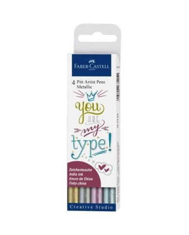 Set de 4 feutres Pitt Artist Pen Metallic - Faber Castell
