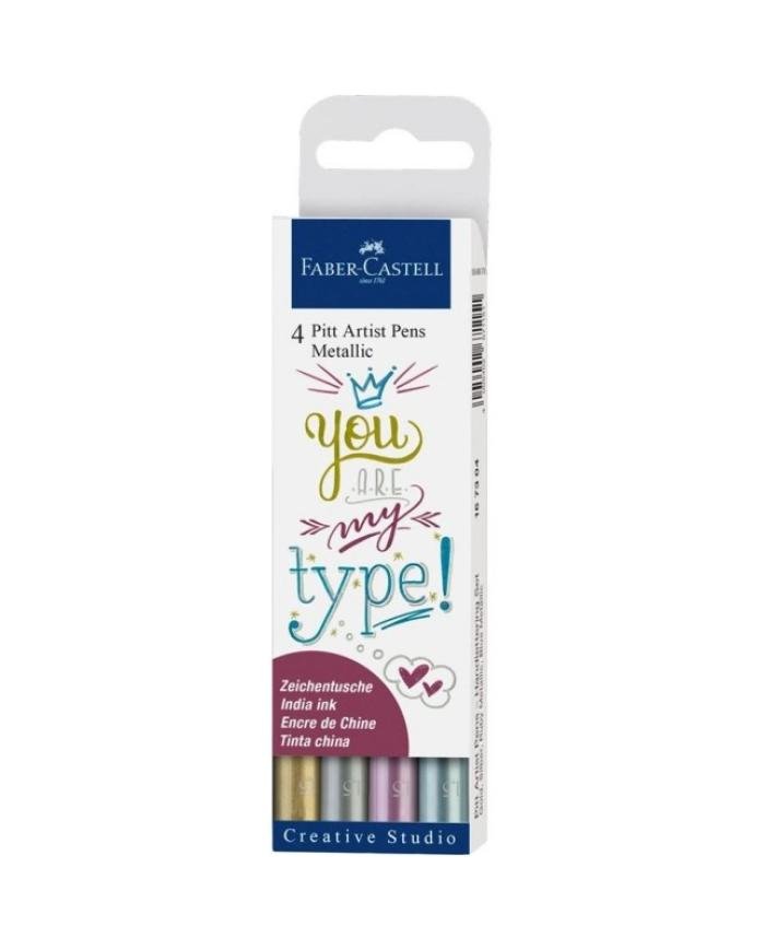 Set de 4 feutres Pitt Artist Pen Metallic - Faber Castell