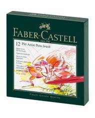Feutres à encre de Chine Pitt Artist Pen Brush, boîte studio de 12 Faber-Castell