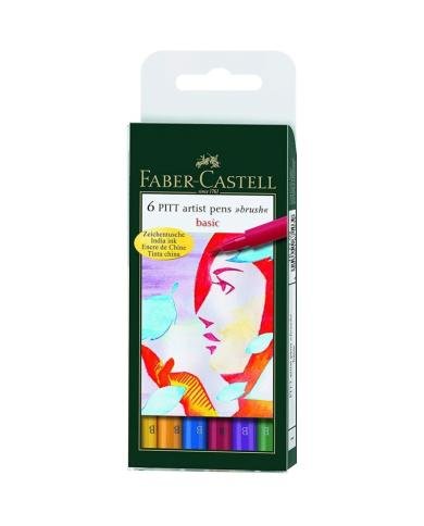 Pochette 6 feutres Pitt Couleurs Basiques - Faber Castell