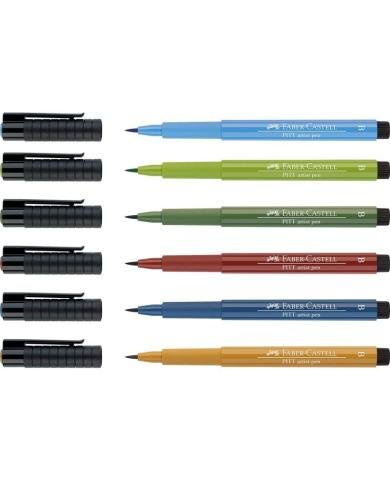 Pochette 6 feutres Pitt Couleurs Paysage - Faber Castell