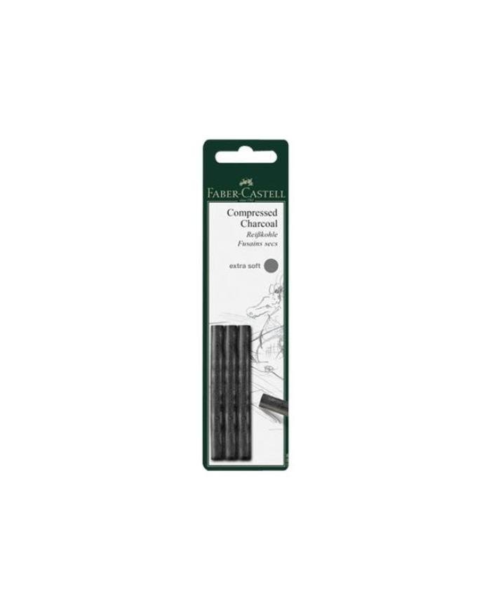 Fusain reconstitué Pitt très tendre blister de 3 pièces Faber-Castell