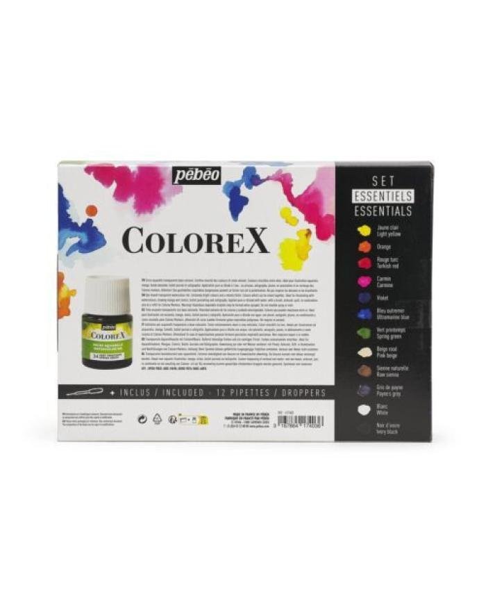 Encre Aquarelle ColoreX Set 12 x 20 ml ESSENTIELS PEBEO