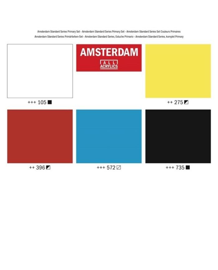Set primaire d'acryliques de la série Standard 5 x 120 ml - Amsterdam