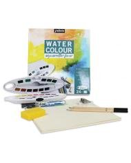 Kit complet Boite Ovale 24 Demi Godets Aquarelle Fine + Accessoires PEBEO