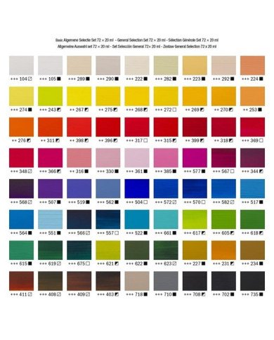 Le Libr'air - Sélection Générale Set d’acryliques série Standard 72 x 20ml - Amsterdam - Tunisie