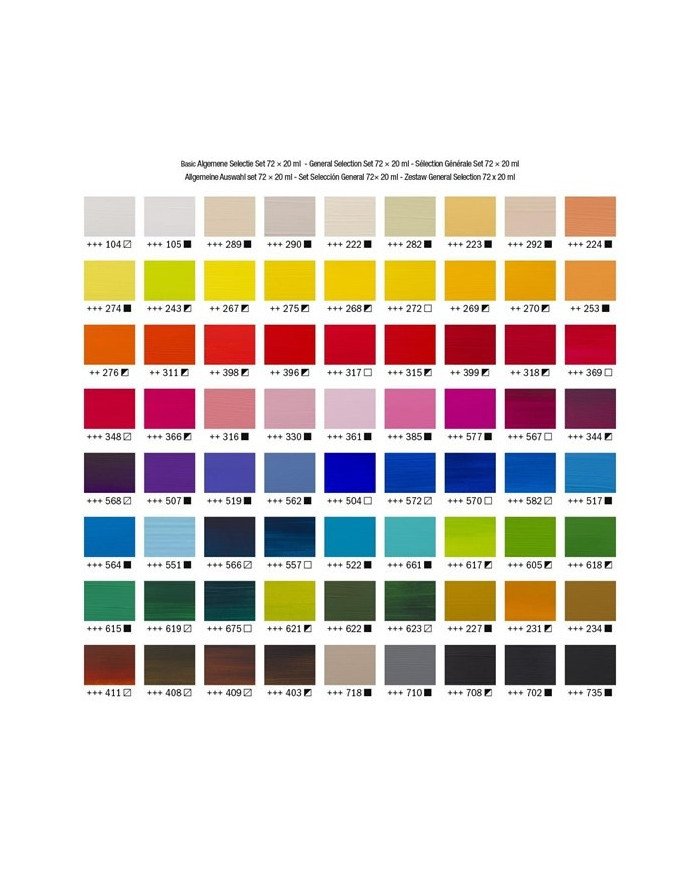 Le Libr'air - Sélection Générale Set d’acryliques série Standard 72 x 20ml - Amsterdam - Tunisie